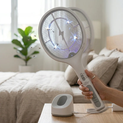 2-in-1 Rechargeable Electric Mosquito Swatter & UV Insect Killer Lamp