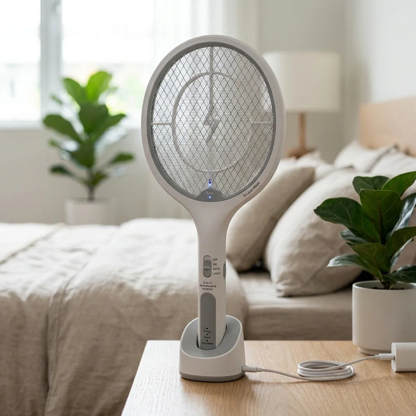2-in-1 Rechargeable Electric Mosquito Swatter & UV Insect Killer Lamp