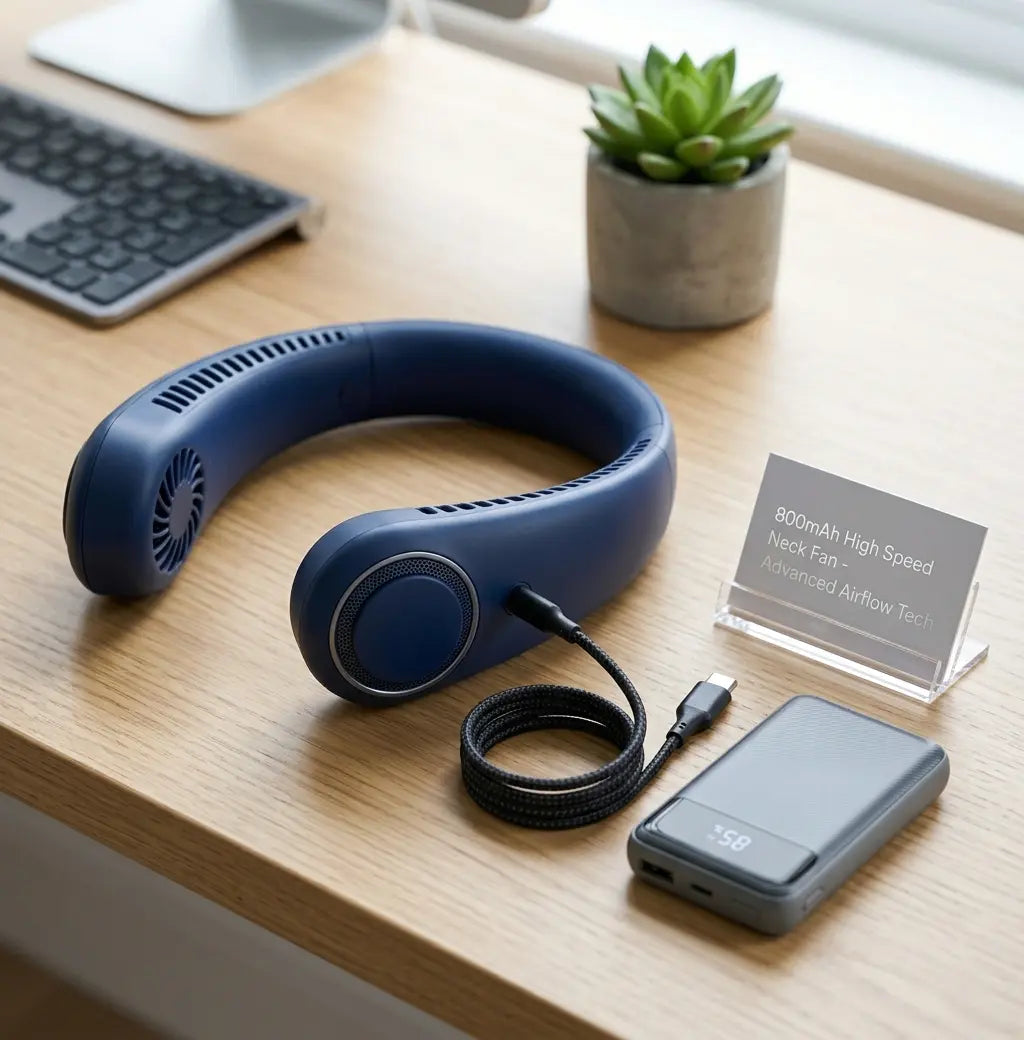 Portable Neck Fan, 800mAh Rechargeable Bladeless Personal Fan