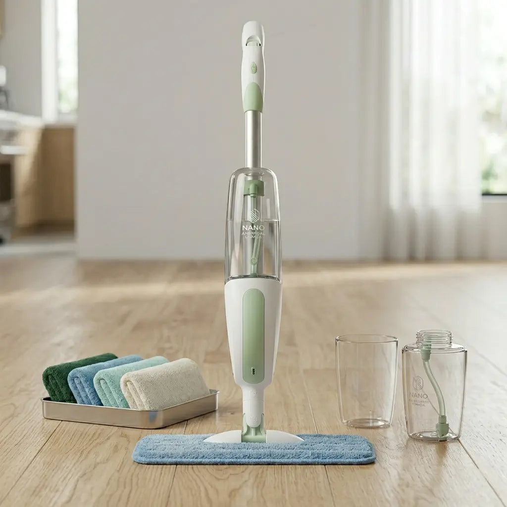 Healthy Microfiber Spray Mop – Ergonomic Flat Floor Cleaner & Dust Mop