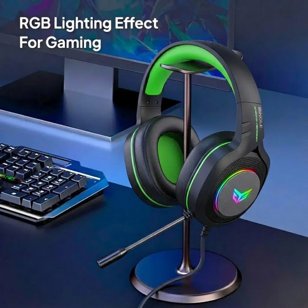 Bingle G51 Professional Wired Gaming Headphones – Virtual 7.1 Surround Sound, RGB Backlit, Noise-Cancelling Mic