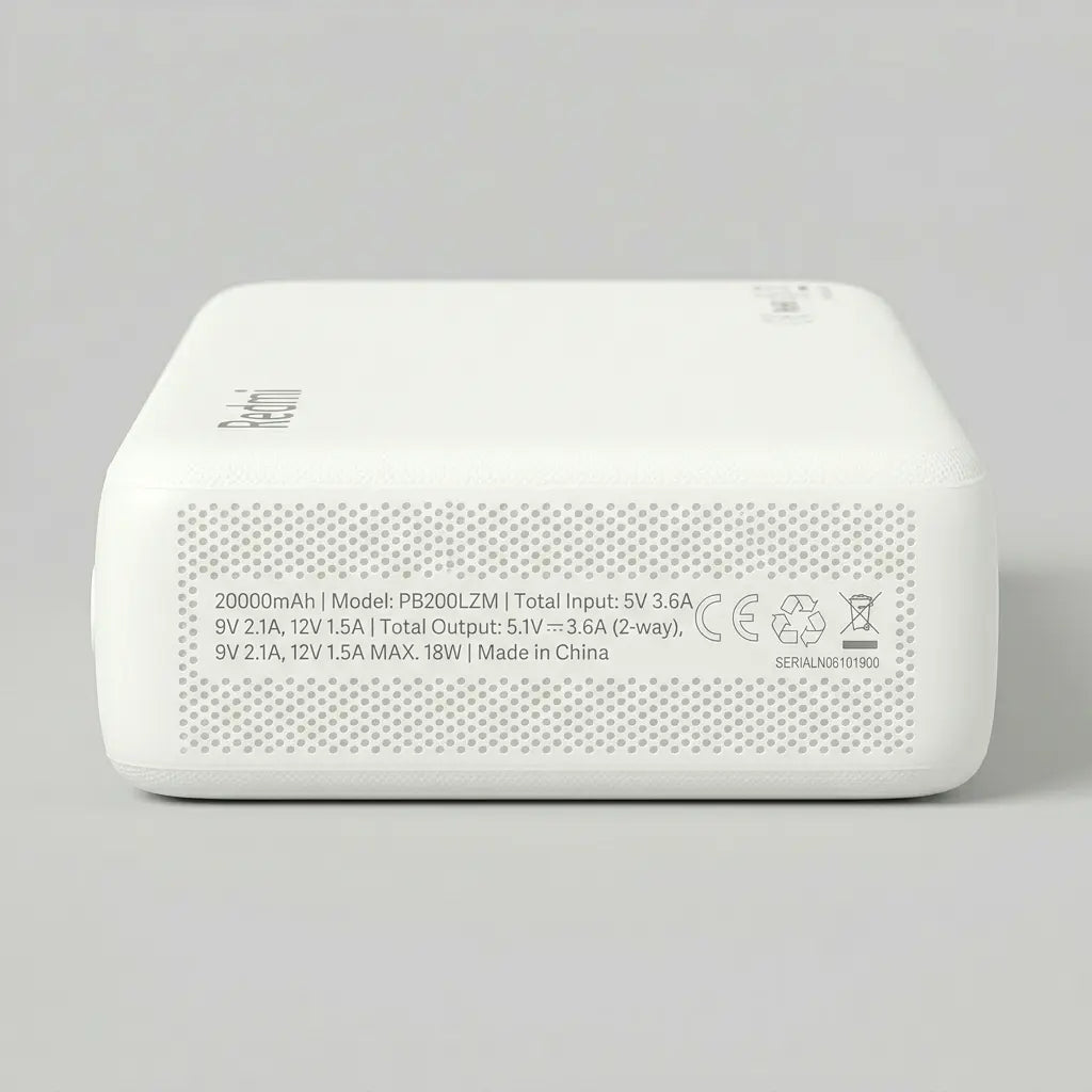 Xiaomi Redmi 20000mAh Portable Power Bank – 18W Fast Charge, Dual USB Output, USB-C & Micro-USB Dual Input, High-Density Lithium Polymer Battery